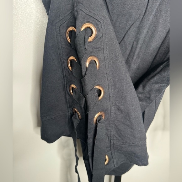 Nanette Lepore Black Asymmetrical 3/4 Sleeve Sweatshirt - Women's - Picture 3 of 5